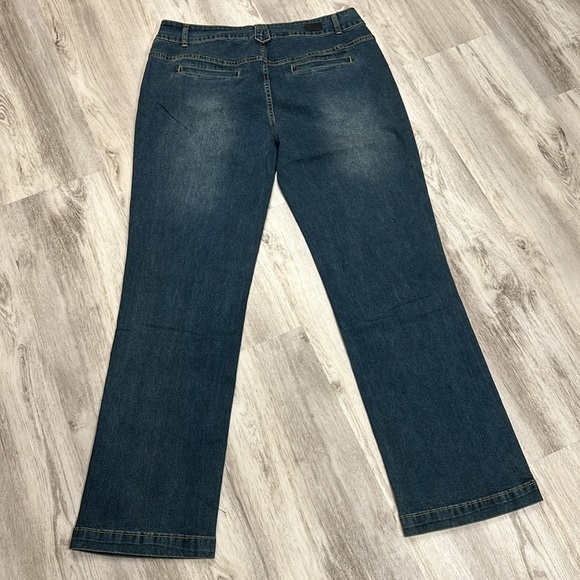 Flamingo Stretch Denim Dark Antique Wash Relaxed Fit Straight Leg Trouser Jeans - Picture 2 of 11